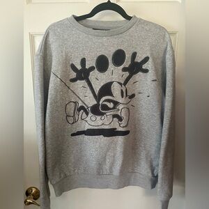 Disney Gray Crewneck Sweater with Mickey Graphic